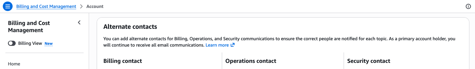 Alternate Contacts in AWS Account
